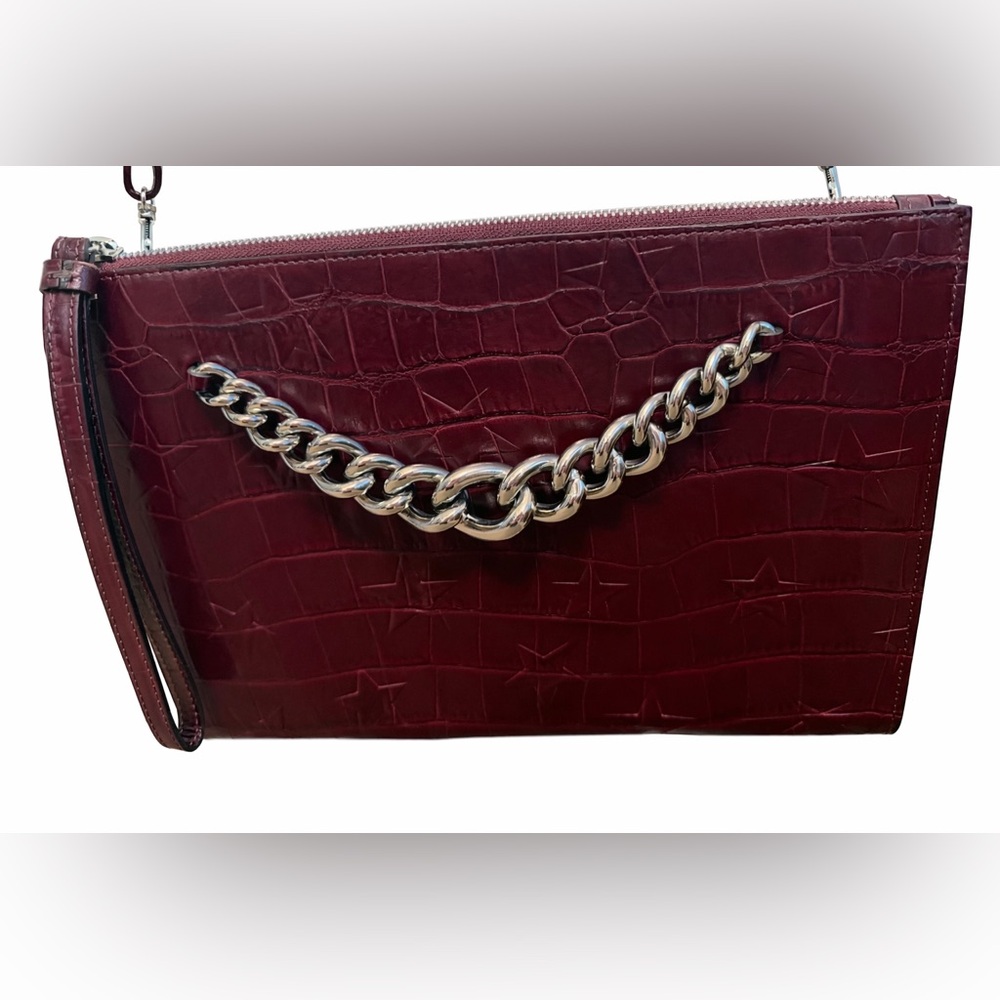Claudia Firenze Convertible Clutch Crossbody Star Embossed Italian Leather EUC